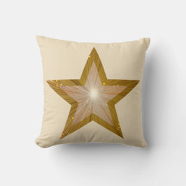 "Gold" Star bedrukt looiend vierkant crème Kussen