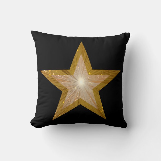 "Gold" Star Black "Text" werpen kussen vierkant (Voorkant)