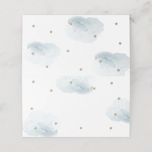 Gold Star & Blue Cloud Baby shower Blank Plaatskaartje (Buitenkant ongevouwen)
