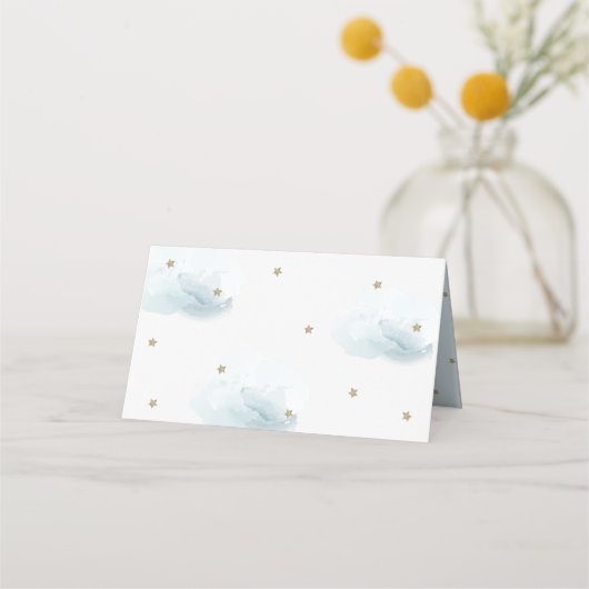Gold Star & Blue Cloud Baby shower Blank Plaatskaartje (Achterkant)