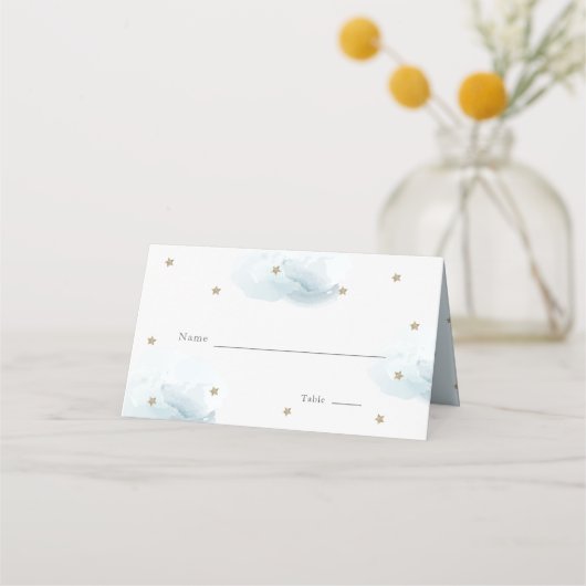 Gold Star & Blue Cloud Baby shower Plaatskaartje (Voorkant)