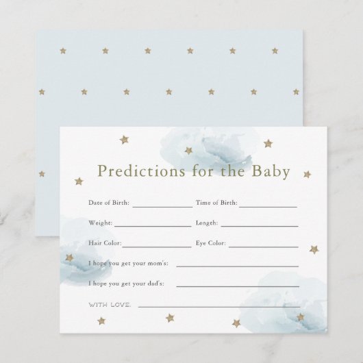 Gold Star & Blue Cloud Baby Voorspellingen Kaart (Voorkant / Achterkant)