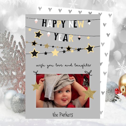 Gold Star Bunting Banner | Nieuwjaarsfoto Feestdagenkaart