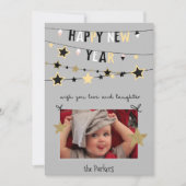 Gold Star Bunting Banner | Nieuwjaarsfoto Feestdagenkaart (Voorkant)