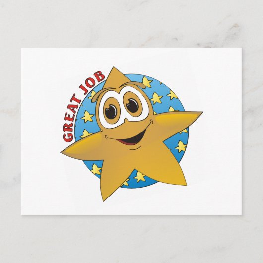 Gold Star Cartoon Briefkaart (Voorkant)