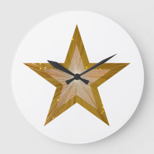 "Gold" Star clock round white Grote Klok