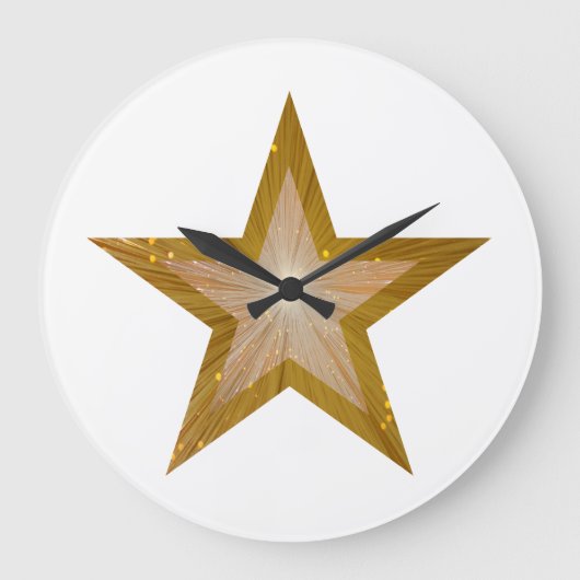 "Gold" Star clock round white Grote Klok (Voorkant)