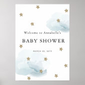 Gold Star & Cloud Twinkle Baby shower Welkomstbord Poster (Voorkant)