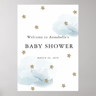 Gold Star & Cloud Twinkle Baby shower Welkomstbord Poster