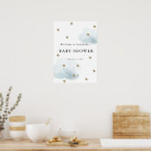 Gold Star & Cloud Twinkle Baby shower Welkomstbord Poster (Keuken)