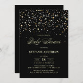 Gold Star Confetti Baby shower Kaart (Voorkant / Achterkant)