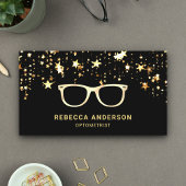 Gold Star Confetti Black Gold Eye Glasses Optician Visitekaartje
