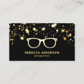 Gold Star Confetti Black Gold Eye Glasses Optician Visitekaartje (Voorkant)