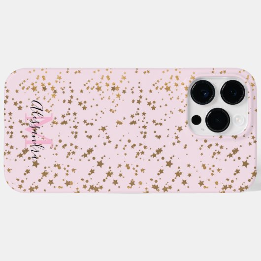 Gold Star Confetti Blush Pink Case-Mate iPhone Case (Achterkant (horizontaal))