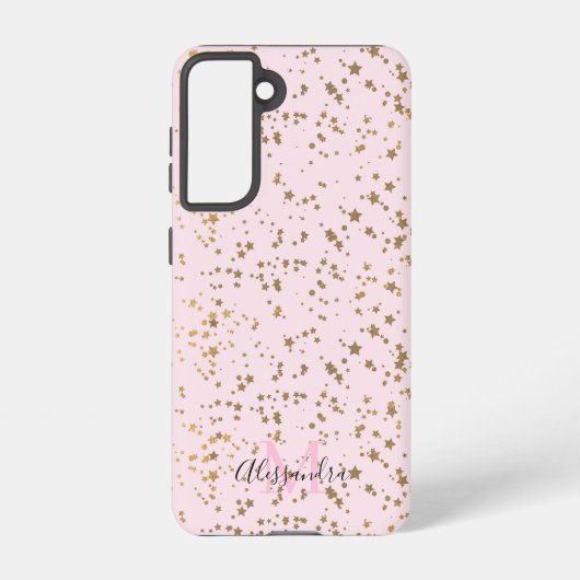Gold Star Confetti Blush Pink Samsung Galaxy Hoesje (Achterkant)