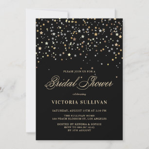 Gold Star Confetti Bridal Showuitnodiging Kaart