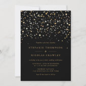 Gold Star Confetti Modern Wedding Invitation Kaart (Voorkant)