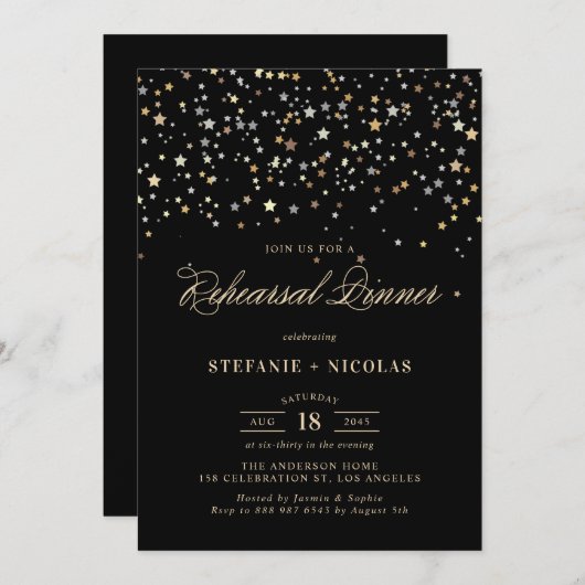 Gold Star Confetti - repetitie Kaart (Voorkant / Achterkant)