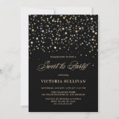 Gold Star Confetti Sweet Sixteen Feestuitnodiging Kaart (Voorkant)