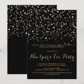 Gold Star Confetti - Uitnodiging voor Eve-partij n (Voorkant / Achterkant)