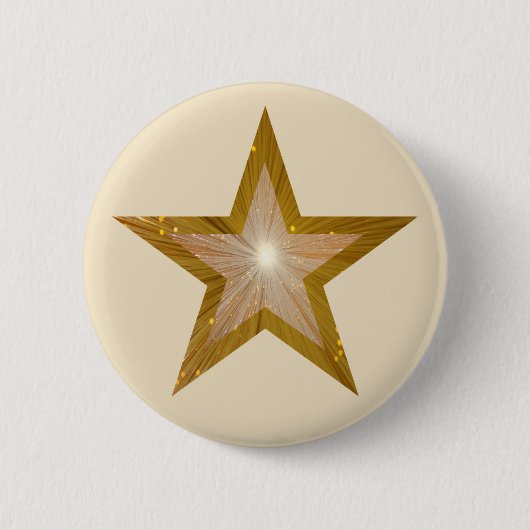 "Gold" Star-crème Ronde Button 5,7 Cm (Voorkant)