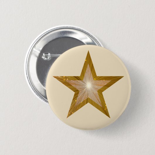 "Gold" Star-crème Ronde Button 5,7 Cm (Voorkant /achterkant)