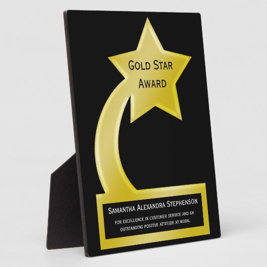 Gold Star Custom Personal Award Plaque Fotoplaat (Zijkant)