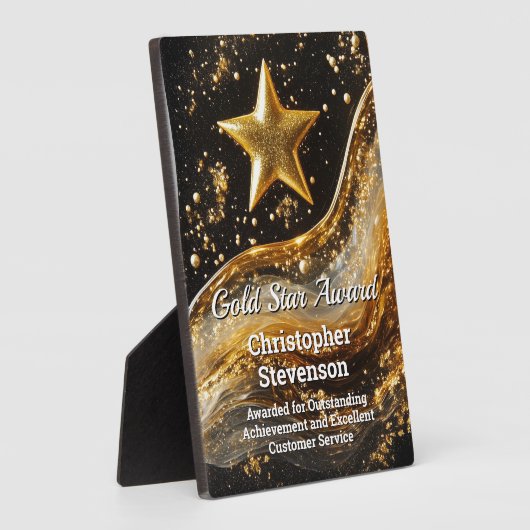 Gold Star Custom Personalized Artistic Award Fotoplaat (Zijkant)