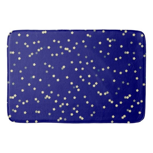 Gold Star Design op blauw Badmat (Voorkant)