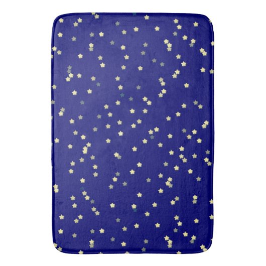 Gold Star Design op blauw Badmat (Voorkant Verticaal)