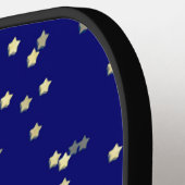 Gold Star Design op blauw Pickleball Paddle (Links Detail)