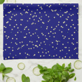 Gold Star Design op blauw Theedoek (Gevouwen)