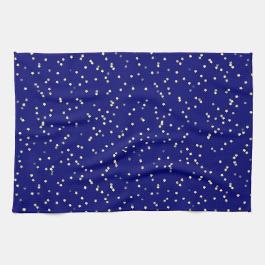 Gold Star Design op blauw Theedoek (Horizontaal)