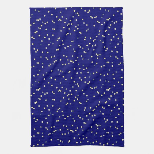Gold Star Design op blauw Theedoek (Verticaal)