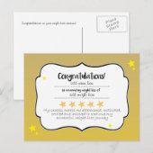 Gold Star Diet Fitness Gefeliciteerd Certificaat Briefkaart (Voorkant / Achterkant)