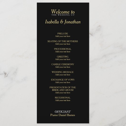 Gold Star Douche Trouwprogramma Programmakaart (Achterkant)