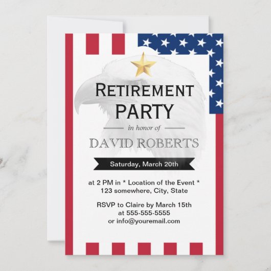 Gold Star Eagle en US Flag bij militair pensioen Kaart (Voorkant)