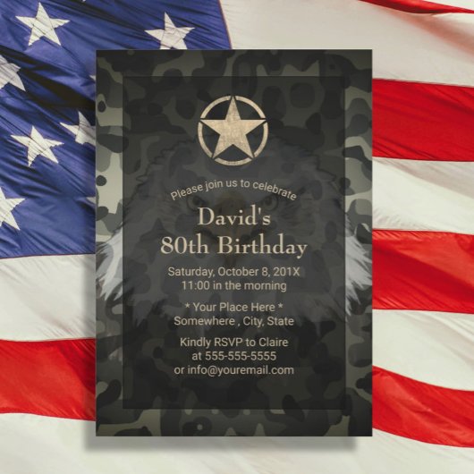 Gold Star Eagle militair veteran Birthday Kaart