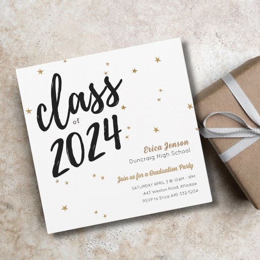 Gold Star Eenvoudige Graduation Party Uitnodiging