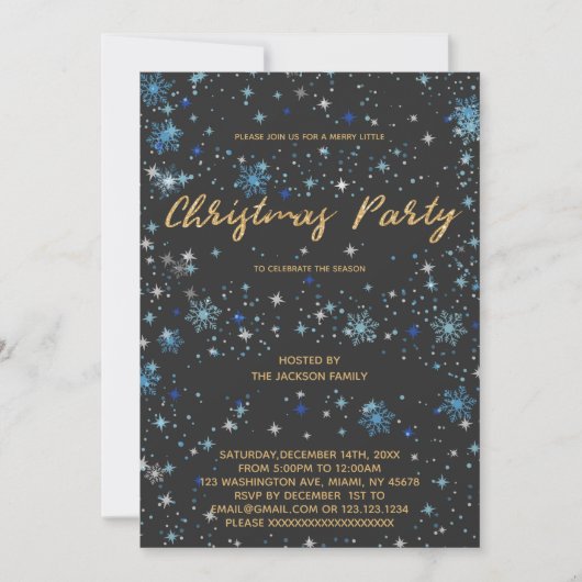 Gold Star Elegant Christmas Party Invitation Kaart (Voorkant)