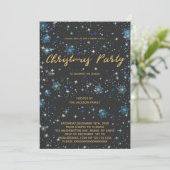 Gold Star Elegant Christmas Party Invitation Kaart (Staand voorkant)