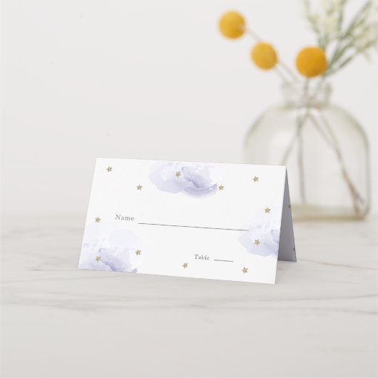 Gold Star en Lavender Cloud Baby shower Place Card Plaatskaartje (Voorkant)