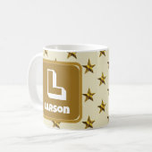 Gold Star Familie Achternaam Monogram Initiaal Koffiemok (Voorkant links)