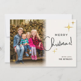 Gold Star Familie Foto Kerst Kaart