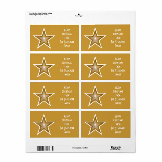 Gold Star 'Family' cadeaulabel grote gouden label (Full Sheet)