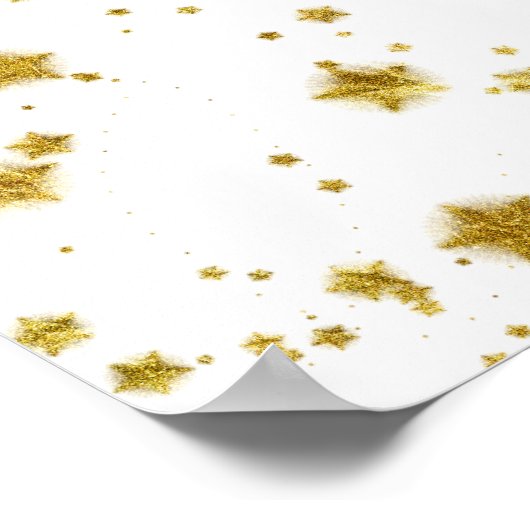 Gold Star Faux Folie Sequin Background Stars Desig Poster (Hoek)