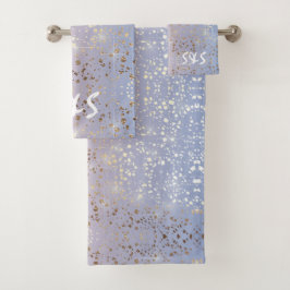 Gold Star Foil Sparkle Roos Quartz Serenity Blue Bad Handdoek