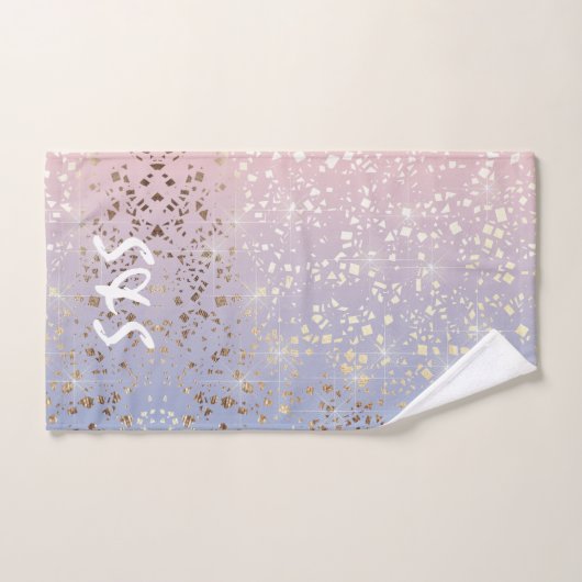 Gold Star Foil Sparkle Roos Quartz Serenity Blue Bad Handdoek (Handdoek)