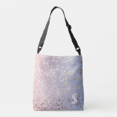 Gold Star Foil Sparkle Roos Quartz Serenity Blue Crossbody Tas (Achterkant)