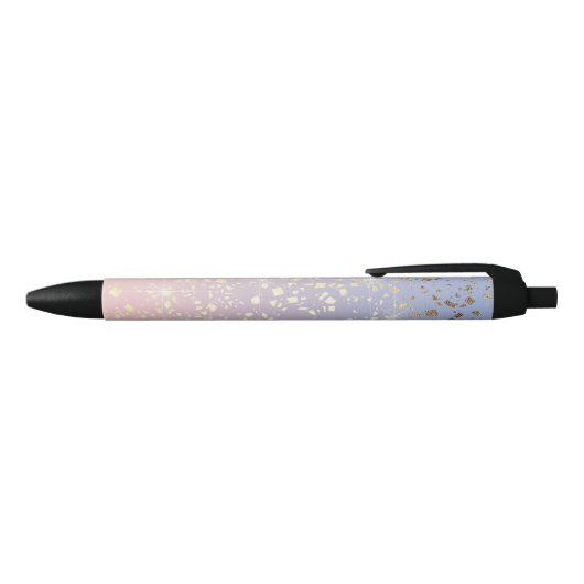 Gold Star Foil Sparkle Roos Quartz Serenity Blue Zwarte Inkt Pen (Bovenkant)